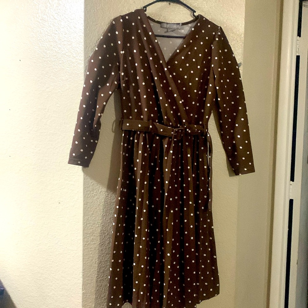 Brown polka dot dress